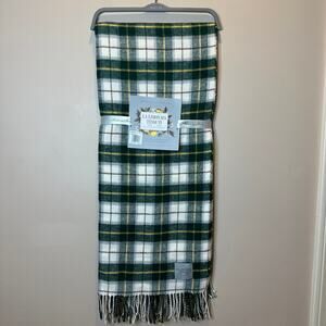 NWT La Limonaia Tessuti Italian Green Plaid Throw Blanket 51 x 67 Made In Italy